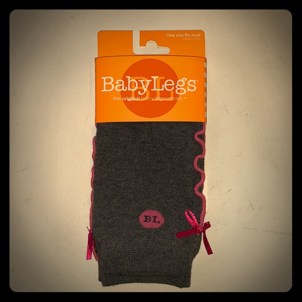 BabyLegs grey & pink legwarmers w/ bow detail NWOT